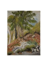 Vintage Oil On Canvas Landscape Expressionist Painting By Janna Ford 80's