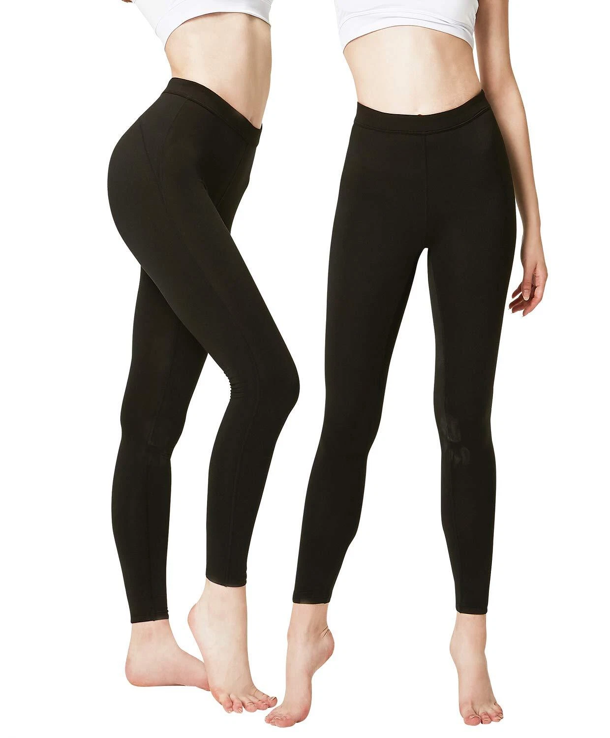 Women's 2 Pack Thermal Long Johns Underwear Leggings Pants X-Large Black/Black