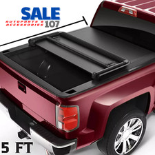 For 2005-2023 Nissan Frontier 3 Truck Bed Fold Tonneau Cover Waterproof Soft 5ft For 2005-2023 Nissan Frontier 3 Truck Bed Fold Tonneau Cover Waterproof Soft 5ft