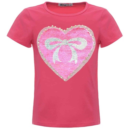 Girl T-Shirt Reversible Sequin Stretch Top 22534 - Picture 9 of 30
