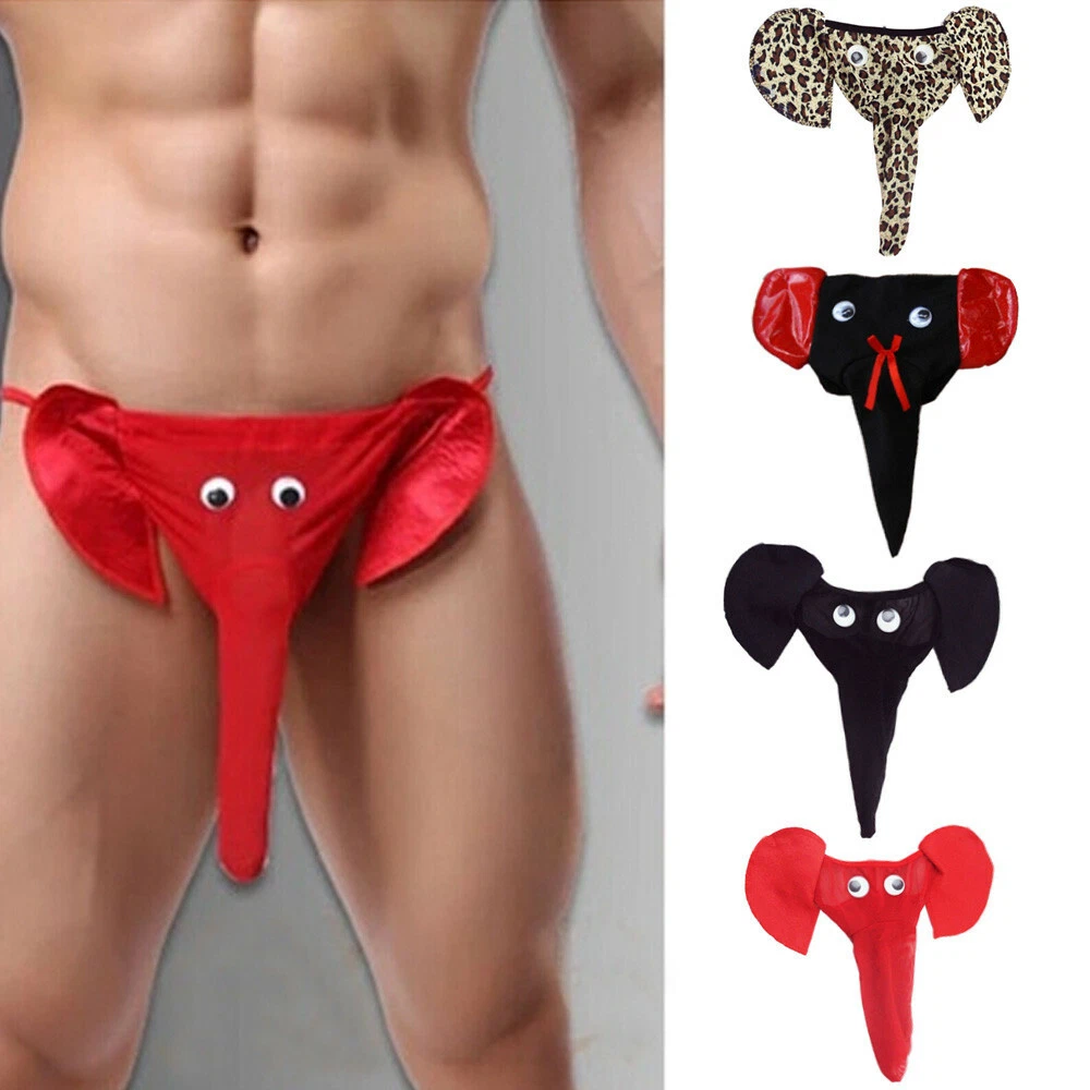 Mens Novelty Elephant Trunk Thong G-String Pants Underwear Sexy Leopard Stag