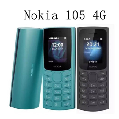 New Nokia 105 Unlocked 4G (2023) Black Blue 1.8'' IPS Display Dual Sim