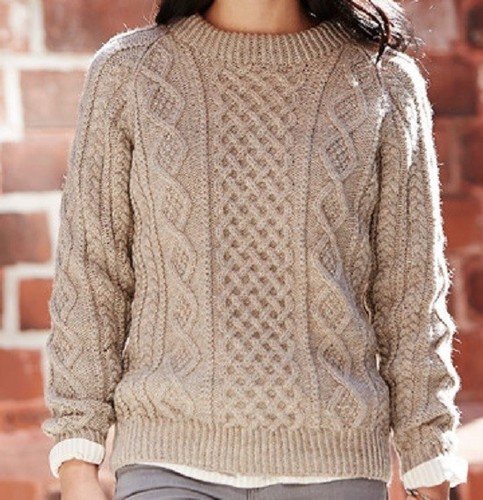 HONEYCOMB ARAN SWEATER SIZES 