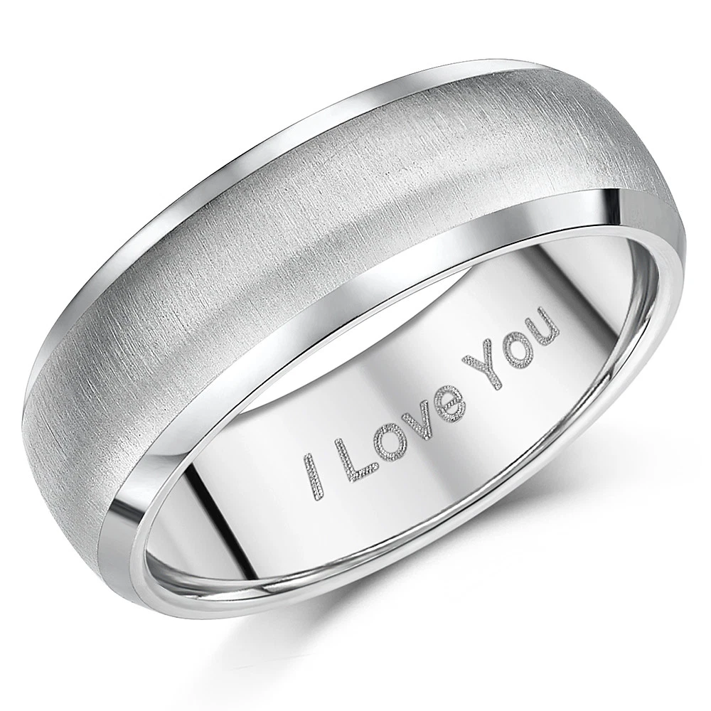 Titanium Ring I Love You Engraved 7mm Unisex Men s Women s