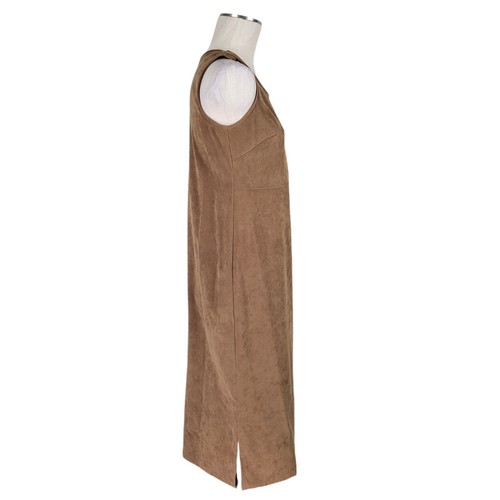 Jessica Howard Midi Dress Suit Size 10 Taupe Brown Faux Suede Split Open Back - Picture 8 of 13