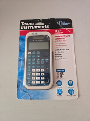 NEW Texas Instruments TI-34 MultiView Scientific Calculator Solar 4 Line Blue