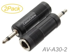 2Pack 1/4" (6.3mm) Stereo TRS Female to 3.5mm (1/8") Mono TS Male Audio Adapters