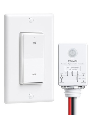 Wireless Light Switch and Receiver Kit, Decorator Rocker Wall Switch, 15A Hig...