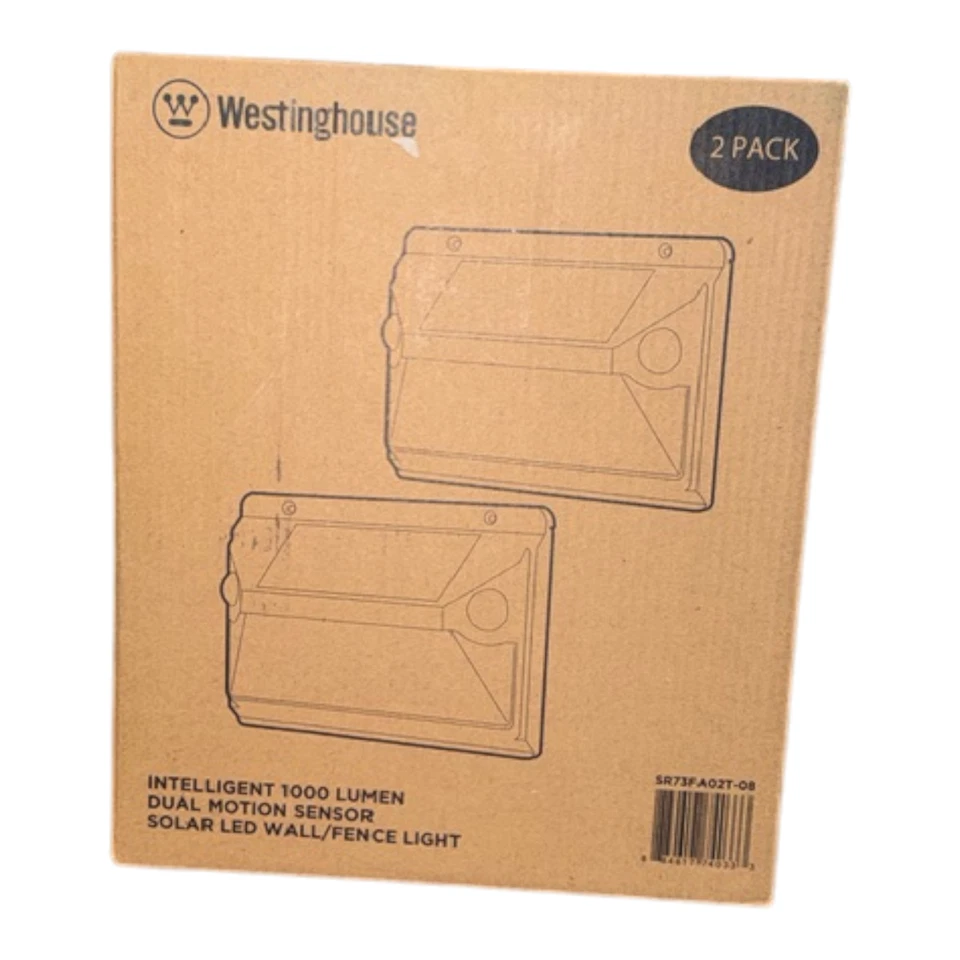 Paquete de 2 luces LED solares de pared/valla con sensor de movimiento dual Westinghouse 1000 lúmenes Foto 4 de 4