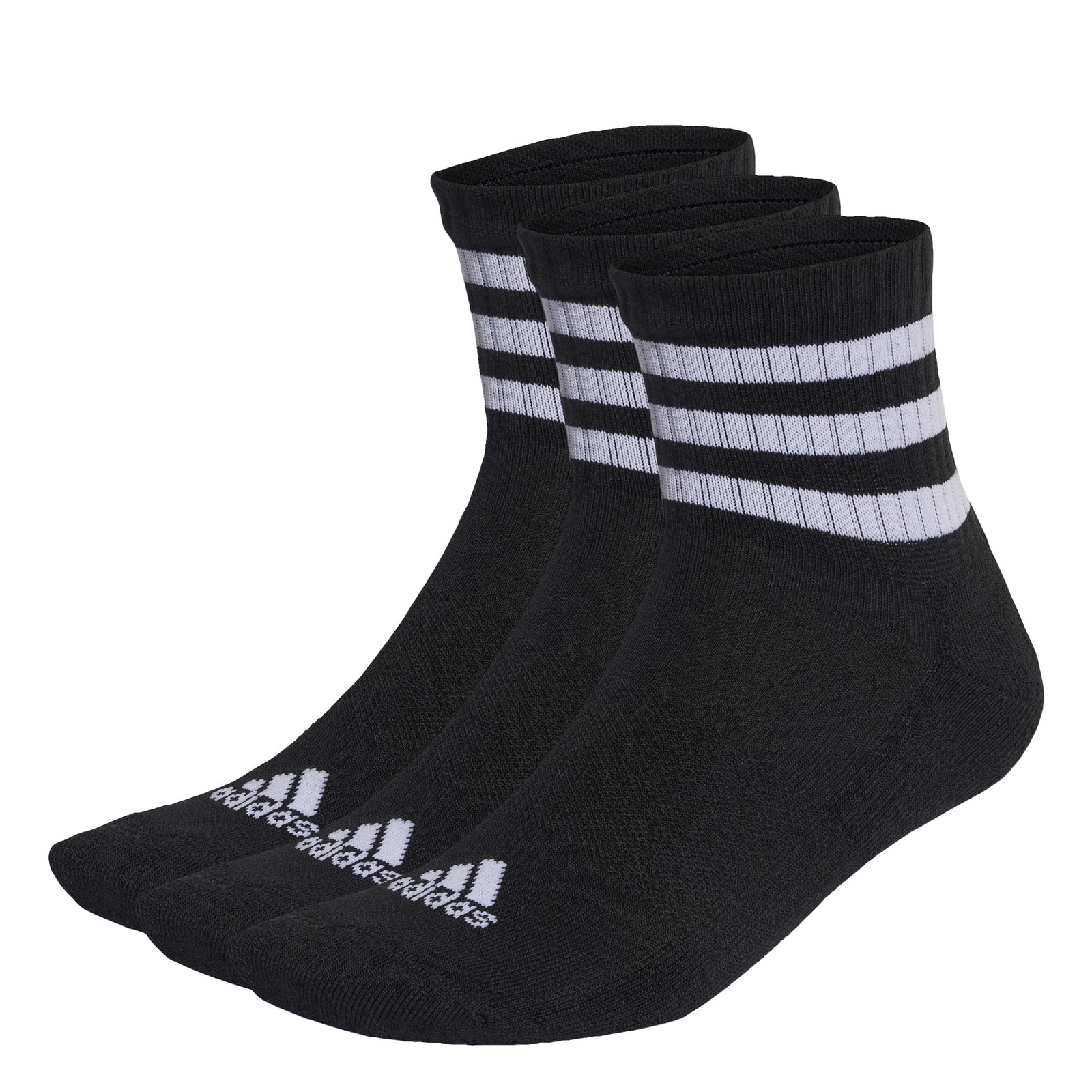 adidas Unisex 3-stripes Cushioned Sportswear Mid-cut Socks 3 Pairs Ankle Socks (