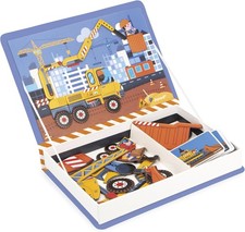 Janod - Magn ti'Book Fahrzeuge der Baustelle - Magnetisches Lernspiel mit 50 Mag