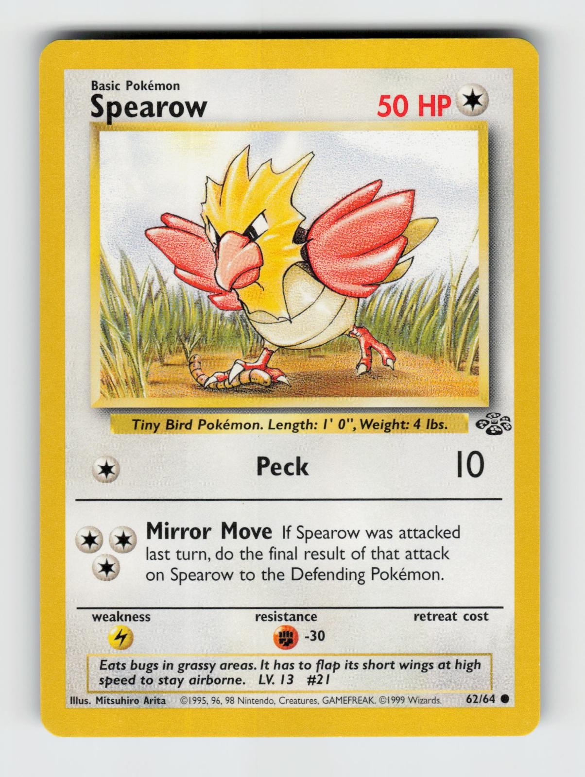 Spearow 62/64 Unlimited Common Jungle Pokemon 1999 Lightly Played