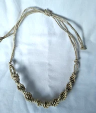 HEMP SURFER BOHO NECKLACE 34" Adj Unisex Macrame  Hippie USA Seller New