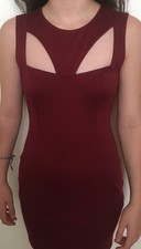 Burgundy OhMyLove Mini Dress ideal for party or any Special Occasion  Size 8