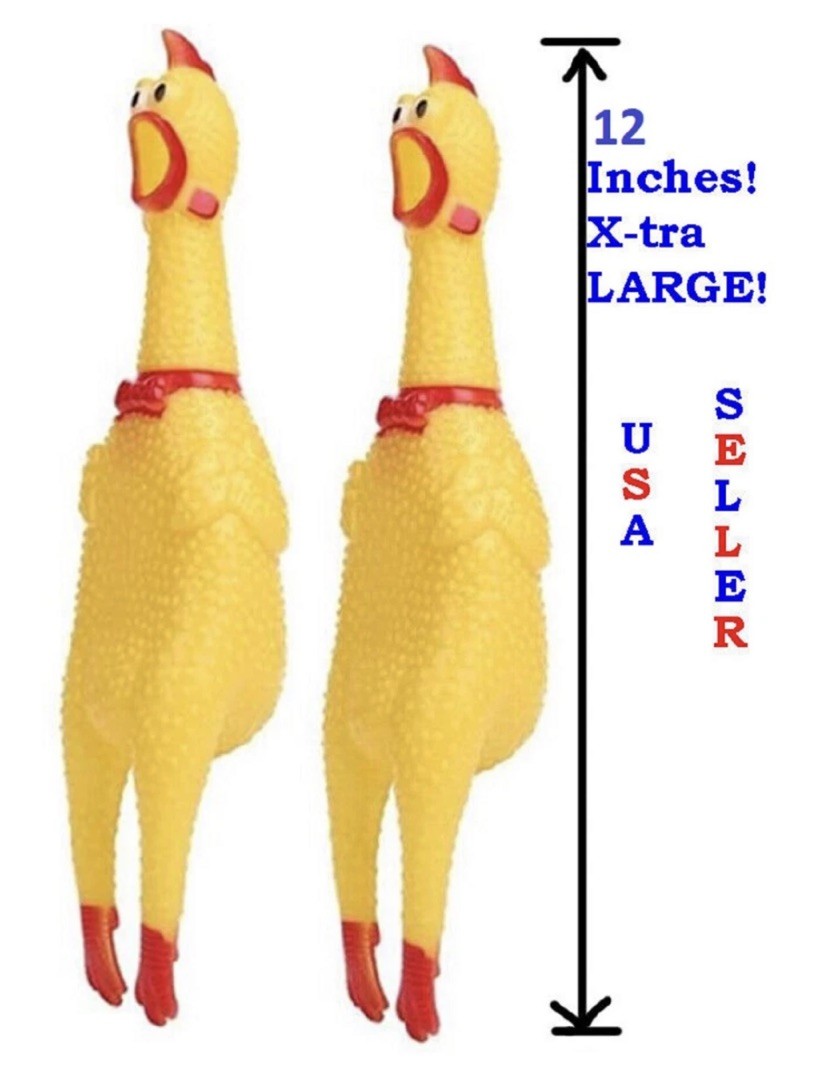 2 Pcs Large Rubber Chicken, Screaming Dog Toys, Yellow Squaw