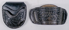 Two Black Leather BEAR Belt Pouches