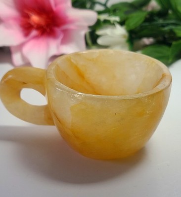 Rare 3.6'' A+ 203g Pretty Golden Healer Quartz Elixir Cup Crystal Carving Healing