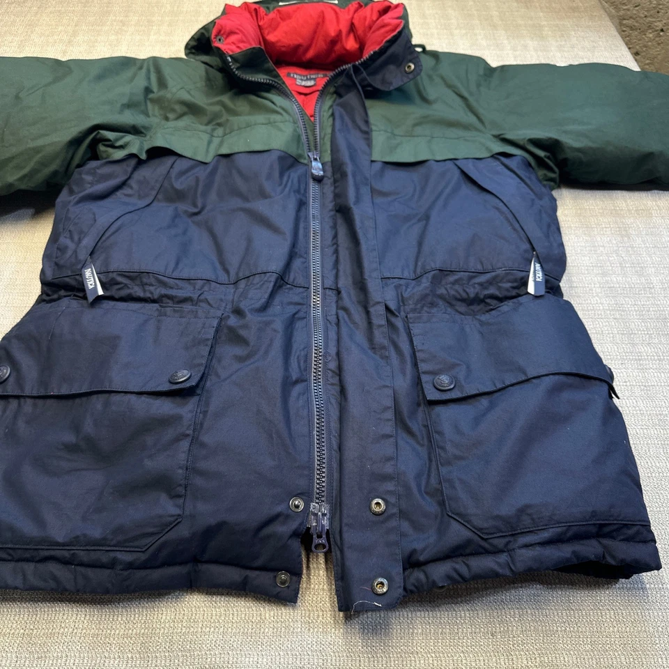 Vintage Nautical Down Puffer Jacket Mens Large Colorblock Blue Green Parka Retro - Image 4 of 4