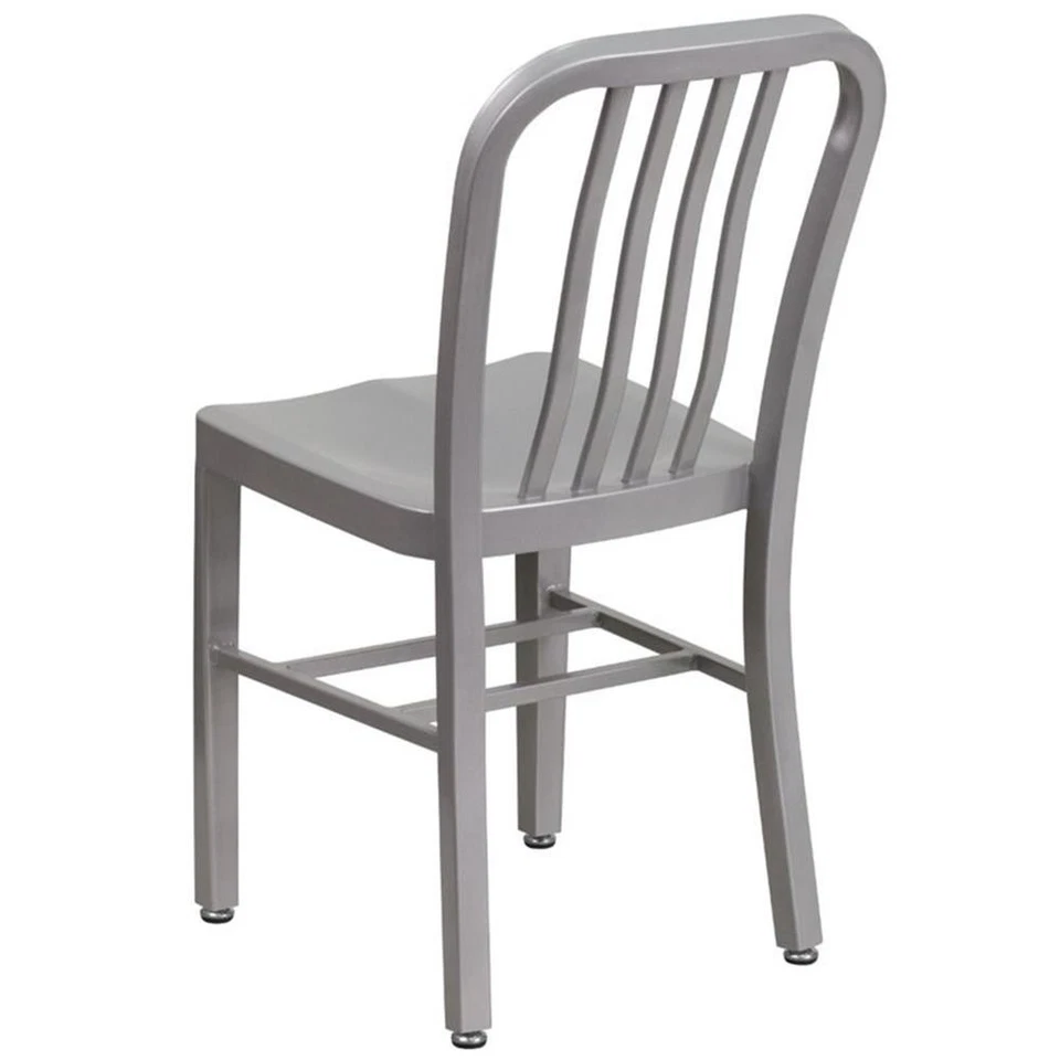 Flash Furniture Metal Vertical Slat Back Dining Side Chair in Silver Foto 3 de 4