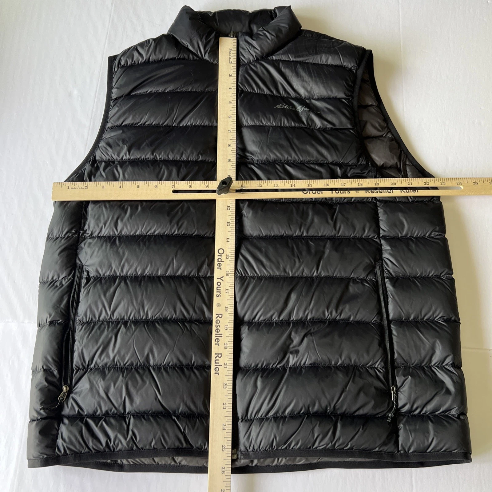 Eddie Bauer Packable Down Puffer Vest Men's Large Black Lightweight