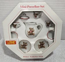 Steiff Miniature Porcelain Tea Set in Box Germany 9 Pieces Teddy Bear Reutter