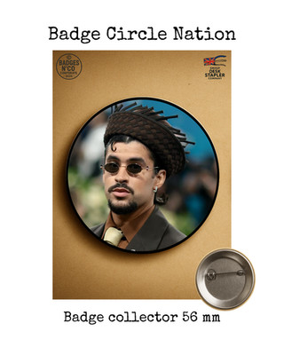 Bad Bunny Badge 56mm Acier Collection Circle Nation Chanteur Reggaeton Trap