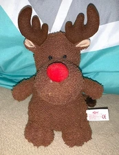 Russ Home Buddies Reindeer Bean Bag Terry Cloth Plush 6" Red Nose Beanie 90's