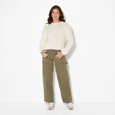 Women's Crewneck Cotton Cable Pullover Sweater - Wild Fable