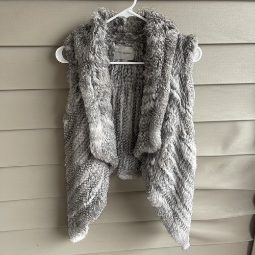 Yves Salomon Gradient Rabbit Fur Vest Grey Size XS/S France