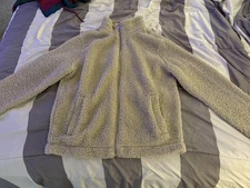 H&M Jacket Full Zip Sherpa Beige Color Fleece Faux Shearling Warm Mens L