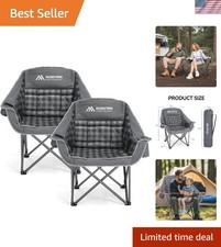2 Pack Camping Chairs Oversized Padded Camping Chair Heavy-Duty Foldable Camp...