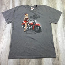 Harley Davidson Motorcycles Shirt Mens Large Gray Santa Girl Christmas Men *