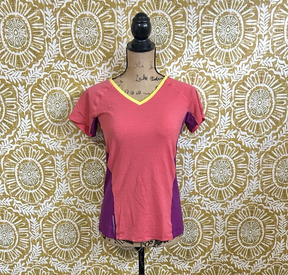 Top Icebreaker GT Spark Cool-Lite Merino Colorblock manga corta cuello en V talla S Foto 4 de 4