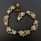 Romantic Michal Negrin Necklace Pastel Floral Enamel Choker Fairy Shabby Chic