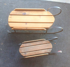 2-Piece Sled Set - Wood  Metal, Brown/Black,Set of 2 Decorative Only New