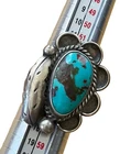 Vtg 1970s 1.5” Native American Navajo Turquoise Sterling Silver Feather Ring 7