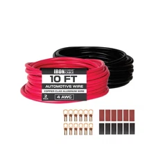 Iron Forge Cable 4 Gauge Wire - 2 Pack 10ft Copper Clad Aluminum Primary Cabl...