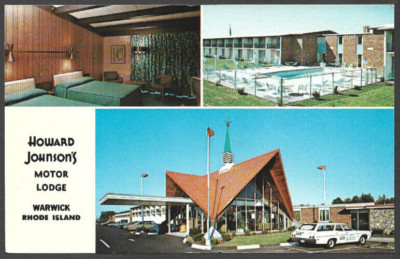 Howard Johnsons Motor Lodge, Warwick Rhode Island, Topographical Postcard, #2