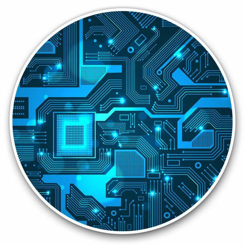 2 x Vinyl Stickers 20cm - Blue Computer Chip Electronics Gamer Cool Gift #16935 - 第 1/9 張圖片