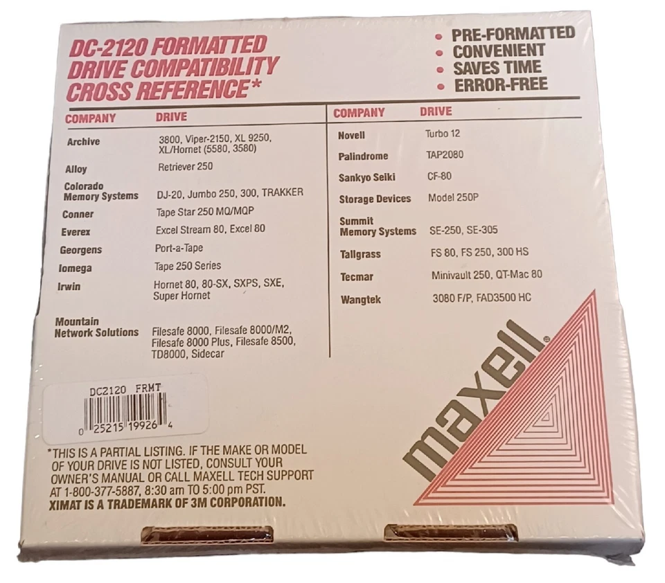 NOS Maxell DC-2120 1/4” 2-Pack Mini Data Cartridge Tapes QIC 80 Formatted - Image 2 of 2