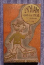 Vintage Printing Letterpress Printers ZINC Block Cut  ROLLER SKATE BOY   (153)
