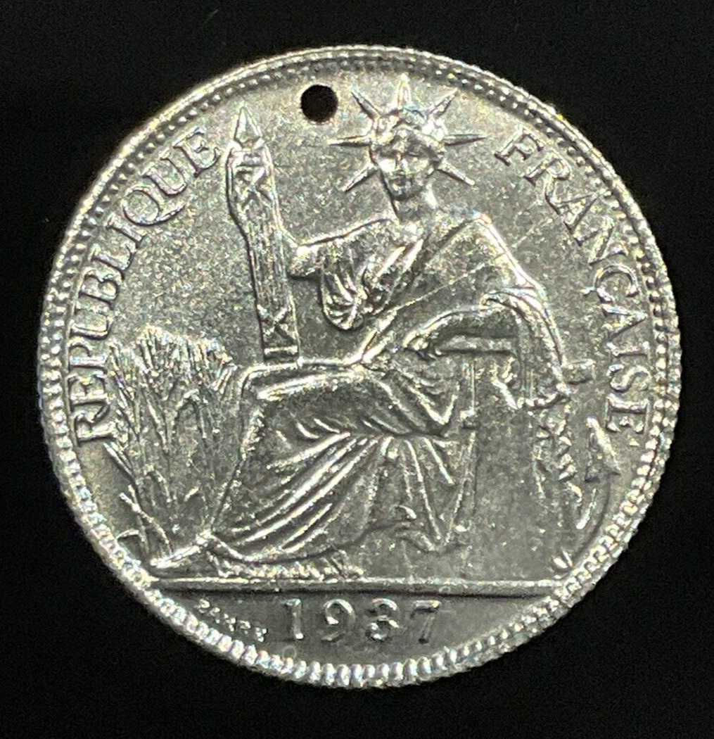 1937 FRANCE FRENCH INDO-CHINA VIETNAM 20 Centimes SILVER COIN RF