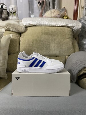 Adidas Hoops 3.0 Sommer weiß blau Turnschuhe Schuhe neu im Karton Größe 6uk Herren IG1487