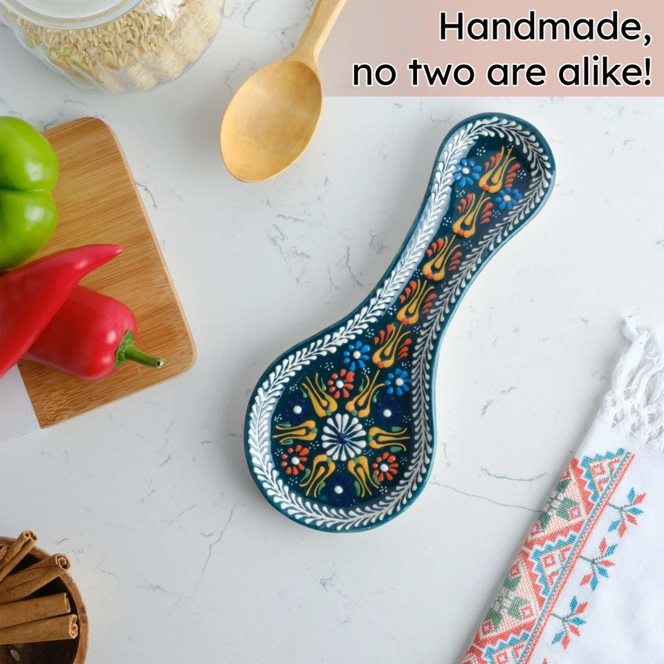 Handmade Ceramic Spoon Rest, Traditional Spoon Holder for Stove Top, Spoon Rests - Image 3 of 4