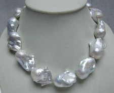HUGE NATURAL GENUINE SOUTH SEA WHITE BAROQUE PEARL NECKLACE 18''