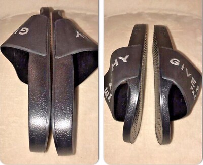 新品★GIVENCHY★ロゴ付 フラットスリッパ 黒 Givenchy Paris Black Rubber Logo Flip Flops /flat Sandals