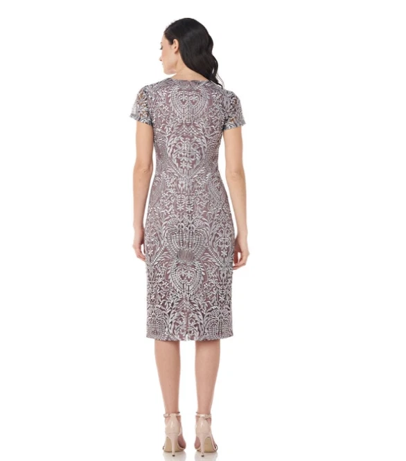 Js collections sheer sleeve soutache sheath dress sales