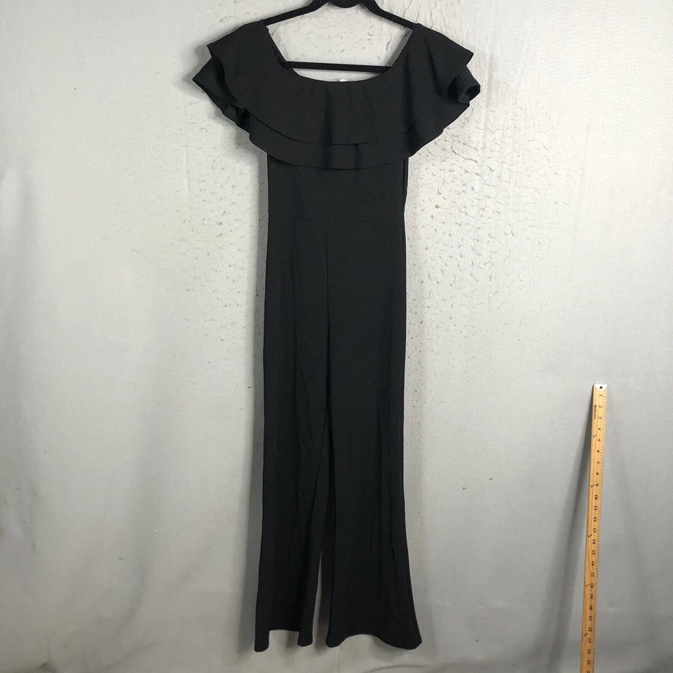 Vintage Y2K Agaci Jumpsuit Womens Small Black Knit Romper Slinky Stretch Artsy - Image 4 of 4