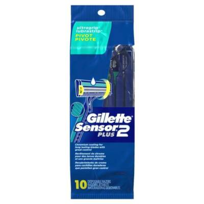(2 Packs)-Gillette Sensor Plus 2 Disposable Razors Pivot Head - 20 Razors B3
