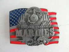 Vintage USMC Marines Belt Buckle 1991 Siskiyou United States Corps Military Flag